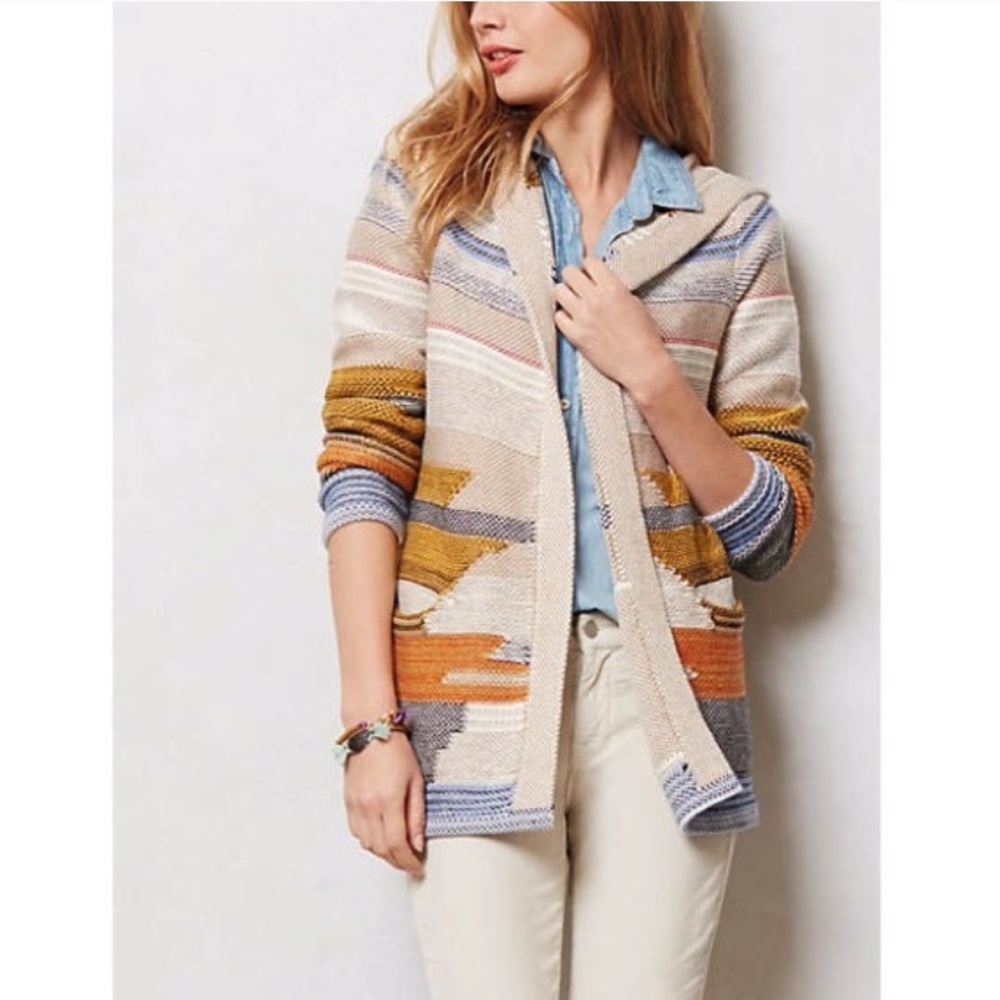 Anthropologie Sparrow Aztec Hooded Cardigan